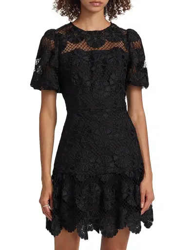 Milly Women's Yasmin Lace Minidress - Black | Thumbnail 3