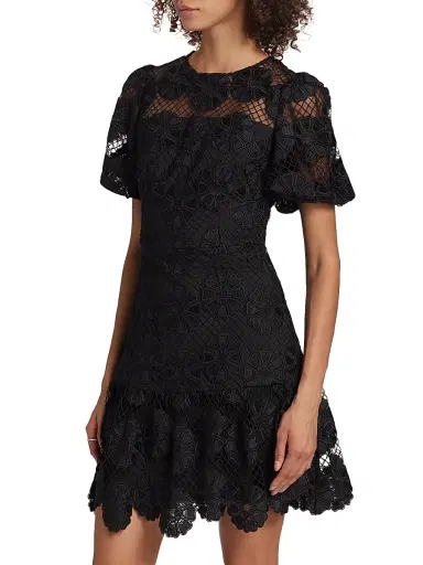 Milly Women's Yasmin Lace Minidress - Black | Thumbnail 4