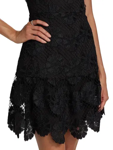 Milly Women's Yasmin Lace Minidress - Black | Thumbnail 6