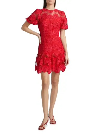 Milly Women's Yasmin Lace Minidress - Red | Thumbnail 2 Milly Women's Yasmin Lace Minidress - Red | Thumbnail 2
