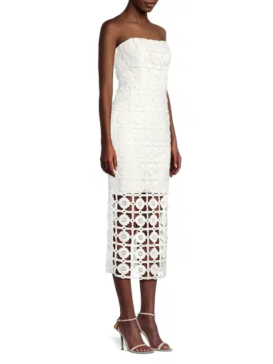 Milly Women's Kait Strapless Tiled Lace Midi-Dress - White - Size 12 | Thumbnail 4 Milly Women's Kait Strapless Tiled Lace Midi-Dress - White - Size 12 | Thumbnail 4