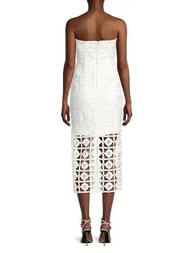 Milly Women's Kait Strapless Tiled Lace Midi-Dress - White - Size 12 | Thumbnail 5 Milly Women's Kait Strapless Tiled Lace Midi-Dress - White - Size 12 | Thumbnail 5