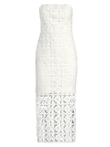 Milly Women's Kait Strapless Tiled Lace Midi-Dress - White - Size 12 | Thumbnail 1 Milly Women's Kait Strapless Tiled Lace Midi-Dress - White - Size 12 | Thumbnail 1
