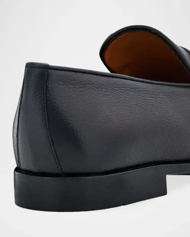 Ferragamo Men 's Desio Gancio Ornament Grained Leather Penny Loafers | Thumbnail 4 Ferragamo Men 's Desio Gancio Ornament Grained Leather Penny Loafers | Thumbnail 4
