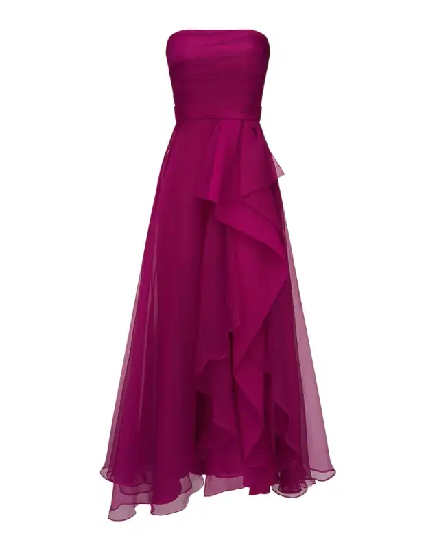 Theia Teresa Draped Strapless Gown