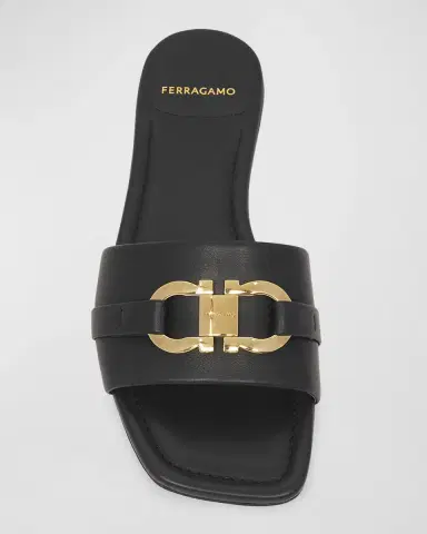 Ferragamo Leah Gancini Bit Leather Slide Sandals | Thumbnail 4 Ferragamo Leah Gancini Bit Leather Slide Sandals | Thumbnail 4
