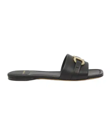Ferragamo Leah Gancini Bit Leather Slide Sandals | Thumbnail 1 Ferragamo Leah Gancini Bit Leather Slide Sandals | Thumbnail 1