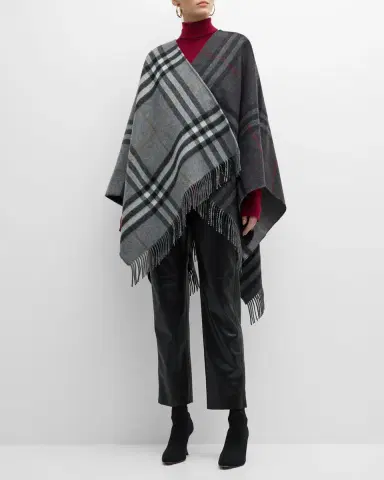 Burberry Giant Check Logo Cashmere-Blend Cape | Thumbnail 3