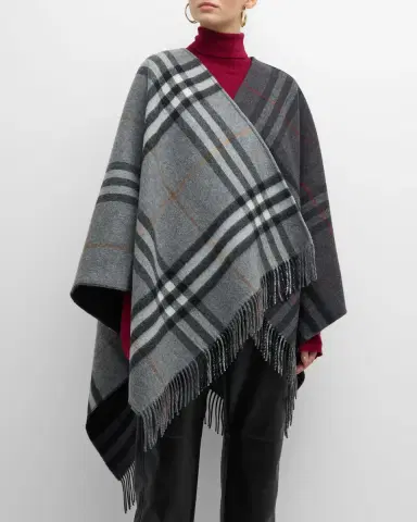 Burberry Giant Check Logo Cashmere-Blend Cape | Thumbnail 4