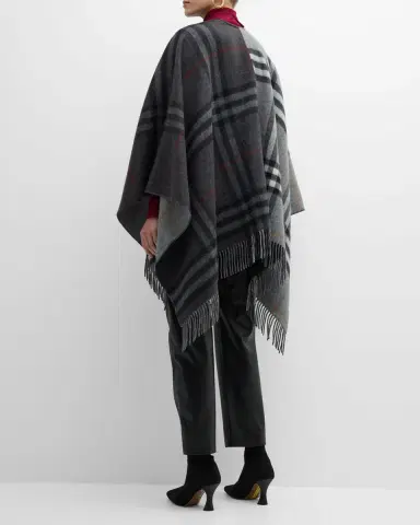 Burberry Giant Check Logo Cashmere-Blend Cape | Thumbnail 6