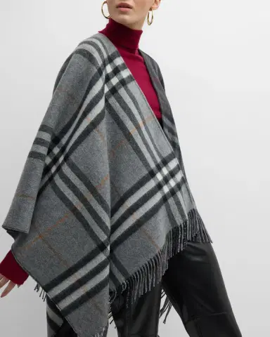Burberry Giant Check Logo Cashmere-Blend Cape | Thumbnail 7