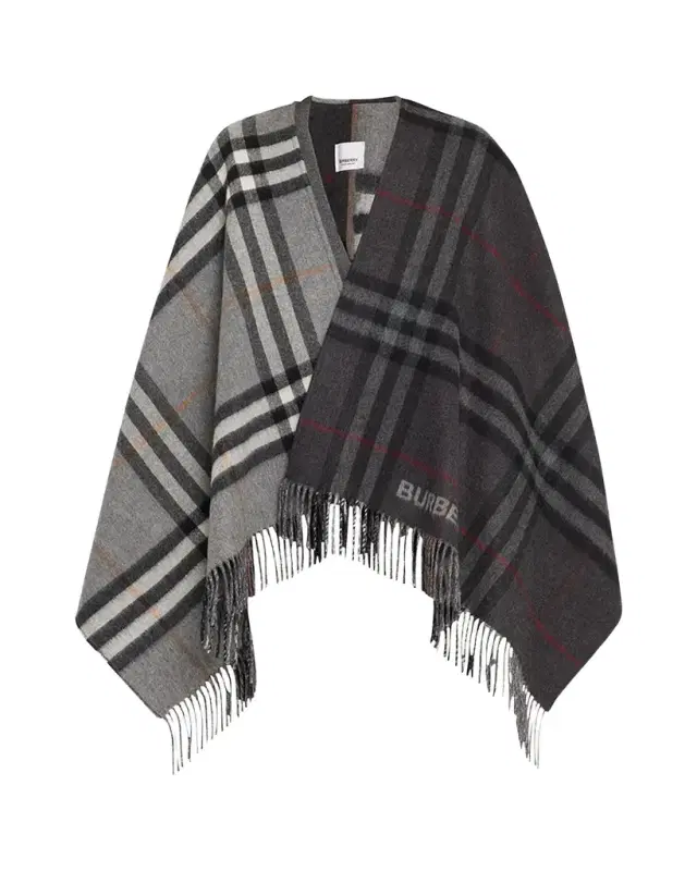 Burberry Giant Check Logo Cashmere-Blend Cape