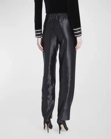 Giorgio Armani Metallic Linen-Silk Straight-Leg Pull-On Trousers | Thumbnail 6 Giorgio Armani Metallic Linen-Silk Straight-Leg Pull-On Trousers | Thumbnail 6