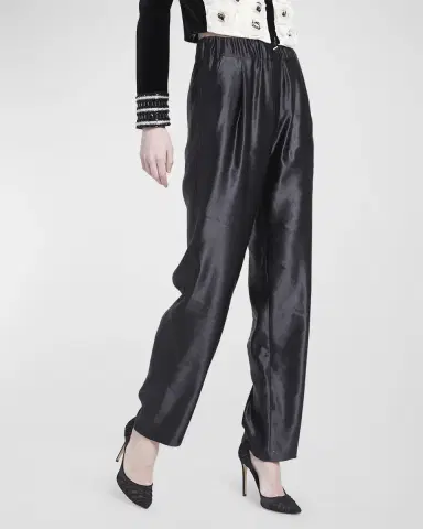 Giorgio Armani Metallic Linen-Silk Straight-Leg Pull-On Trousers | Thumbnail 7 Giorgio Armani Metallic Linen-Silk Straight-Leg Pull-On Trousers | Thumbnail 7
