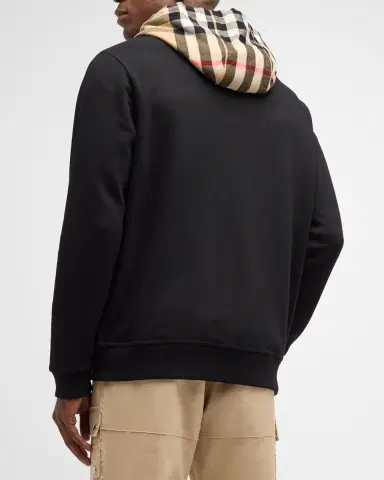 Burberry Men's Samuel Full-Zip Check Hoodie | Thumbnail 4 Burberry Men's Samuel Full-Zip Check Hoodie | Thumbnail 4