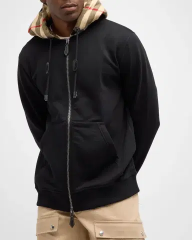 Burberry Men's Samuel Full-Zip Check Hoodie | Thumbnail 6 Burberry Men's Samuel Full-Zip Check Hoodie | Thumbnail 6