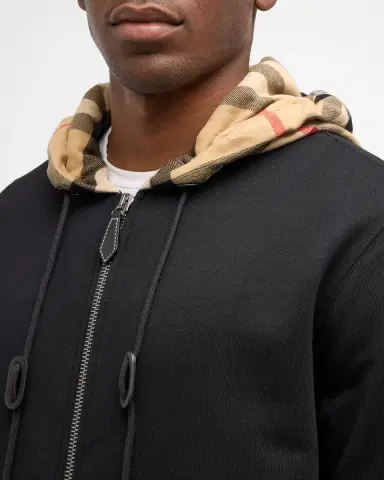 Burberry Men's Samuel Full-Zip Check Hoodie | Thumbnail 7 Burberry Men's Samuel Full-Zip Check Hoodie | Thumbnail 7