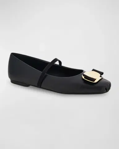 Ferragamo Zina Leather Bow Mary Jane Ballerina Flats | Thumbnail 3 Ferragamo Zina Leather Bow Mary Jane Ballerina Flats | Thumbnail 3