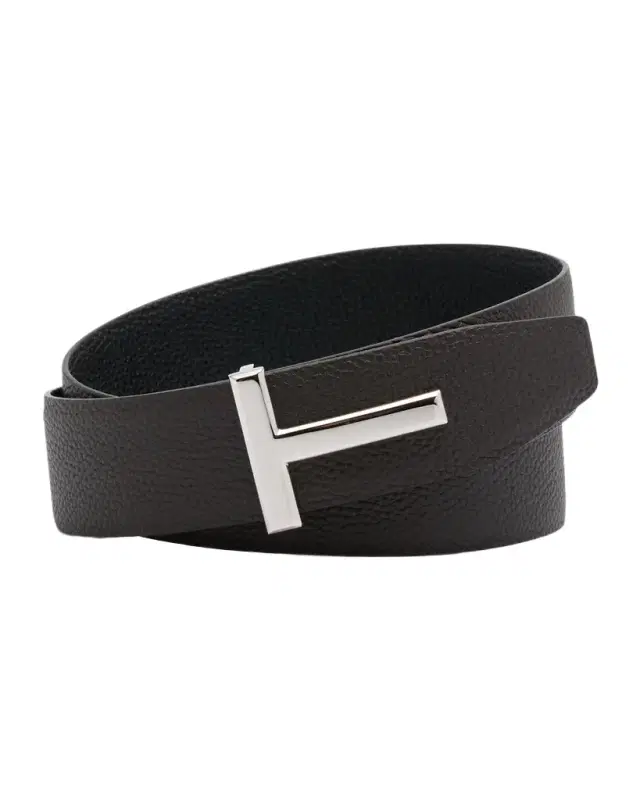 TOM FORD Men 's Signature T Reversible Leather Belt