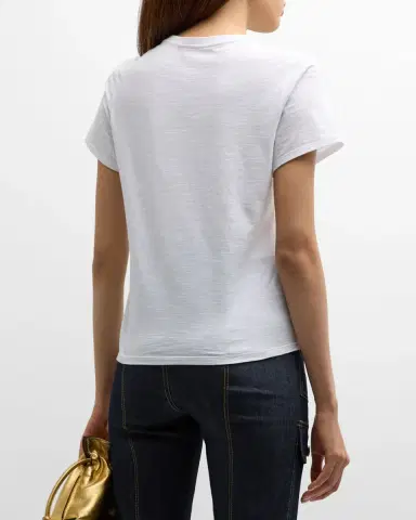 Cinq à Sept Bonjour Fringe Embroidered Shrunken T-Shirt | Thumbnail 6