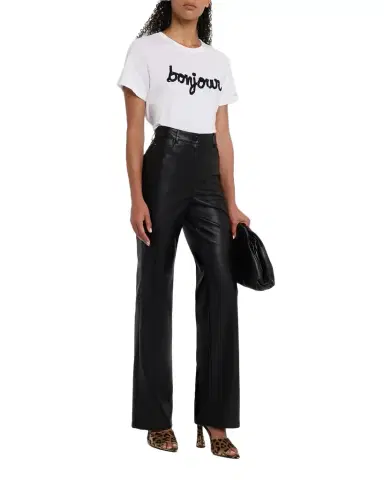 Cinq à Sept Bonjour Fringe Embroidered Shrunken T-Shirt | Thumbnail 1
