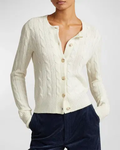 Polo Ralph Lauren Cable-Knit Cashmere Crewneck Cardigan | Thumbnail 3 Polo Ralph Lauren Cable-Knit Cashmere Crewneck Cardigan | Thumbnail 3