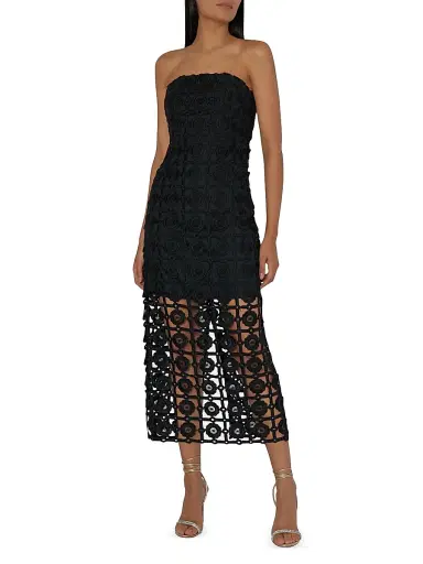 Milly Women's Kait Strapless Tiled Lace Midi-Dress | Thumbnail 4 Milly Women's Kait Strapless Tiled Lace Midi-Dress | Thumbnail 4
