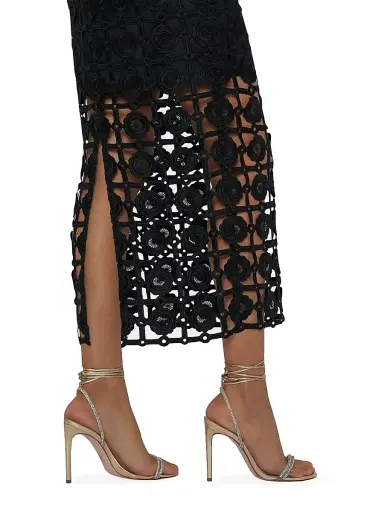 Milly Women's Kait Strapless Tiled Lace Midi-Dress | Thumbnail 5 Milly Women's Kait Strapless Tiled Lace Midi-Dress | Thumbnail 5