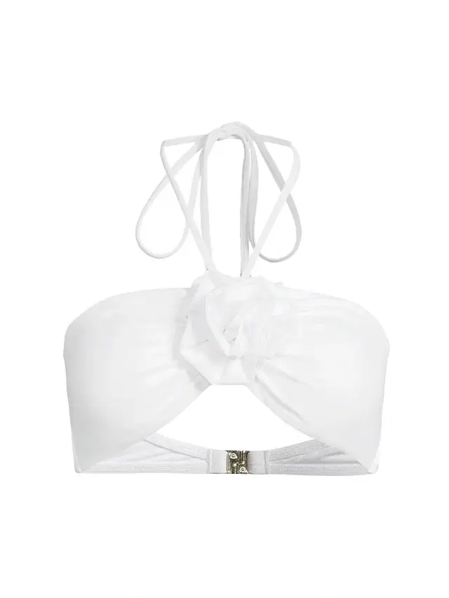 Milly Women's Resort Rosette Halter Bikini Top - White