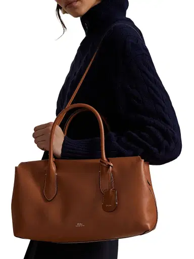 Polo Ralph Lauren Women's Leather Satchel - Cognac | Thumbnail 3