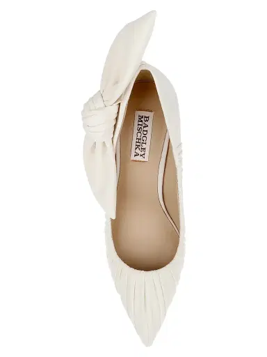 BADGLEY MISCHKA Women's Vanesa 85MM Pleated Satin Pumps - Ivory Fabric - Size 11 | Thumbnail 5