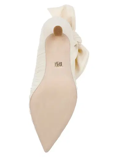 BADGLEY MISCHKA Women's Vanesa 85MM Pleated Satin Pumps - Ivory Fabric - Size 11 | Thumbnail 6