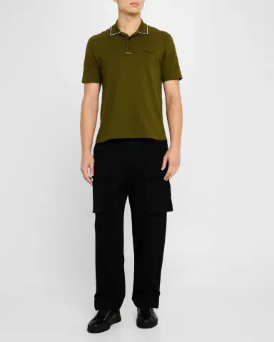 Ferragamo Men's Clayton Mixed Leather Low-Top Sneakers | Thumbnail 3