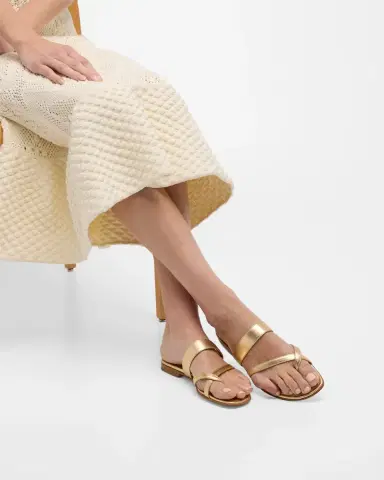 Manolo Blahnik Susa Metallic Crisscross Flat Sandals | Thumbnail 2 Manolo Blahnik Susa Metallic Crisscross Flat Sandals | Thumbnail 2