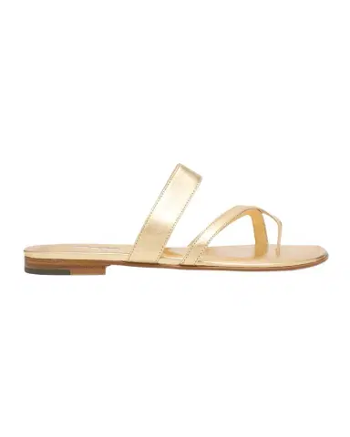 Manolo Blahnik Susa Metallic Crisscross Flat Sandals | Thumbnail 1 Manolo Blahnik Susa Metallic Crisscross Flat Sandals | Thumbnail 1