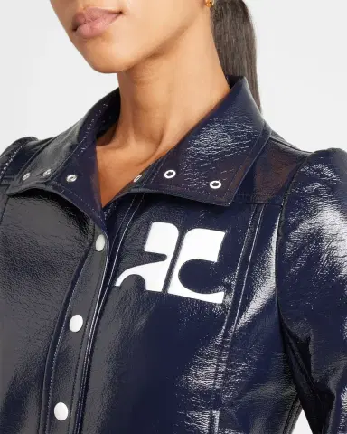 Courrèges Textured Vinyl Crop Jacket | Thumbnail 3
