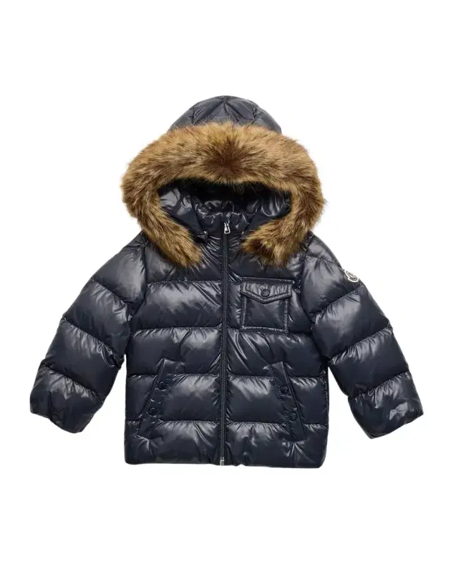 Moncler Kid 's Quilted Puffer Faux Fur Jacket, Size 3M-3