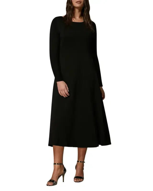 Gabrielle Long-Sleeve A-Line Knit Midi Dress