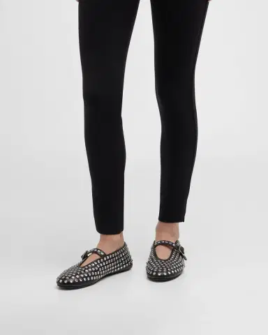 Alaïa Leather Mary Jane Flats With Allover Studs | Thumbnail 2