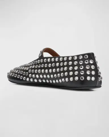 Alaïa Leather Mary Jane Flats With Allover Studs | Thumbnail 4