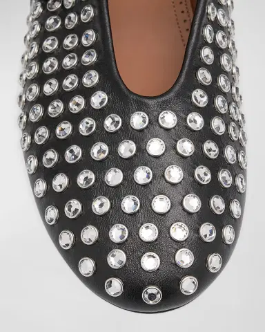 Alaïa Leather Mary Jane Flats With Allover Studs | Thumbnail 6