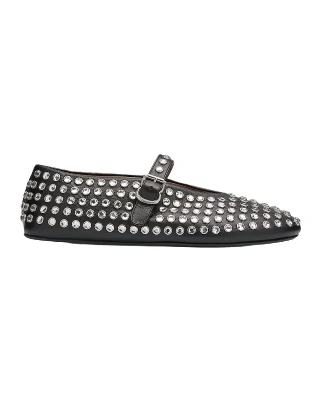 ALAÏA Leather Mary Jane Flats With Allover Studs