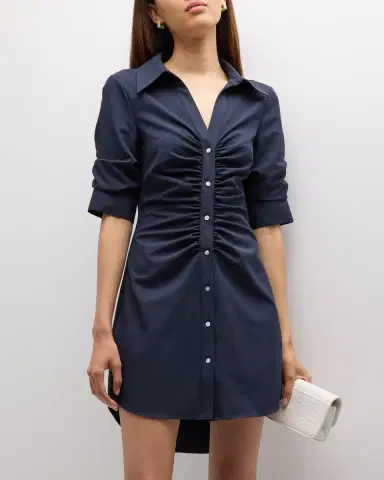 Cinq à Sept Elina Ruched Button-Front Mini Dress | Thumbnail 3