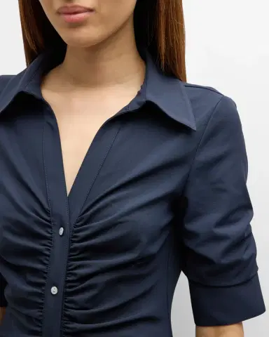 Cinq à Sept Elina Ruched Button-Front Mini Dress | Thumbnail 5