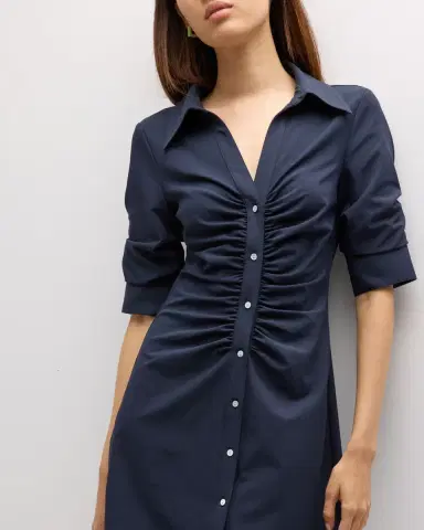 Cinq à Sept Elina Ruched Button-Front Mini Dress | Thumbnail 7
