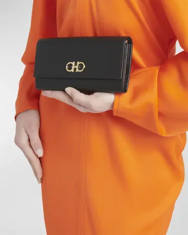 Ferragamo Gancino Flap Leather Wallet on Chain | Thumbnail 2