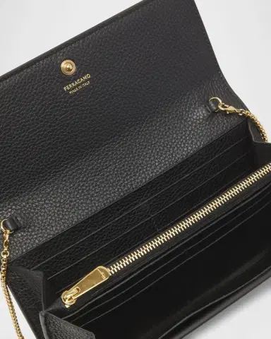Ferragamo Gancino Flap Leather Wallet on Chain | Thumbnail 3