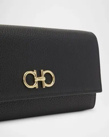 Ferragamo Gancino Flap Leather Wallet on Chain | Thumbnail 5