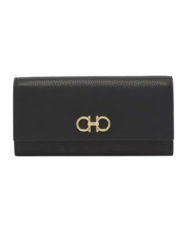 Ferragamo Gancino Flap Leather Wallet on Chain