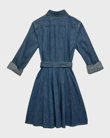 Polo Ralph Lauren Girl 's Denim Belted Shirt Dress | Thumbnail 2